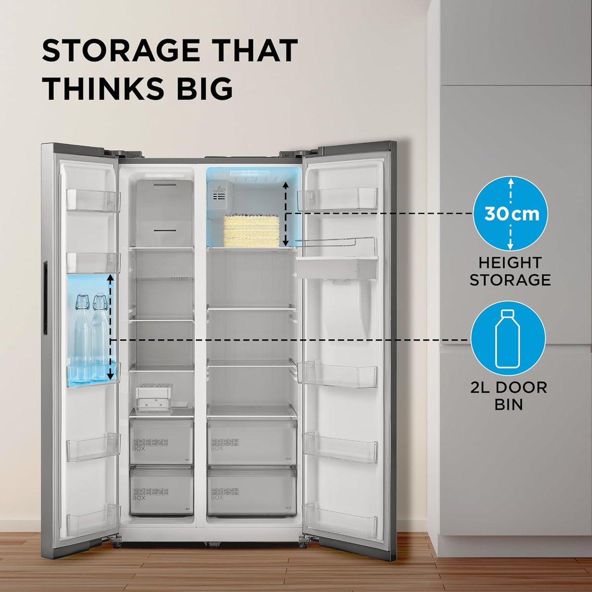 Midea 560 L Side By Side, Water Dispenser,Inverter, (MDRS704FGF46 Bru Steel)