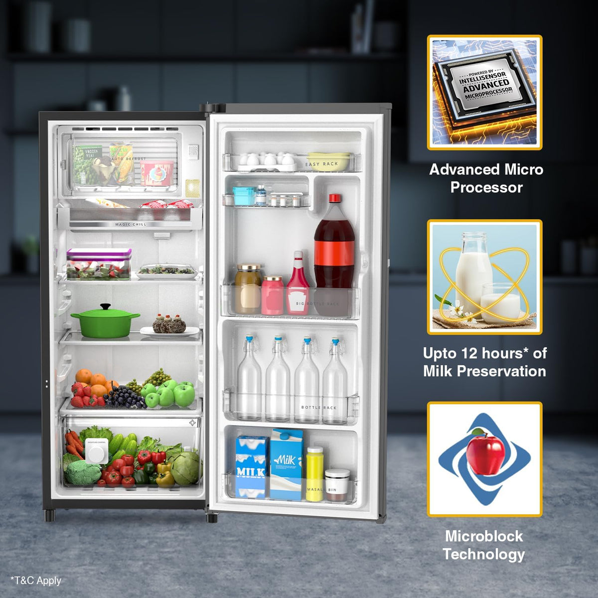 Whirlpool 192 L 3 Star Vitamagic PRO Frost Free Direct-Cool Single Door Refrigerator (215 VMPRO PRM 3S RADIANT STEEL-Z Fridge, Silver)