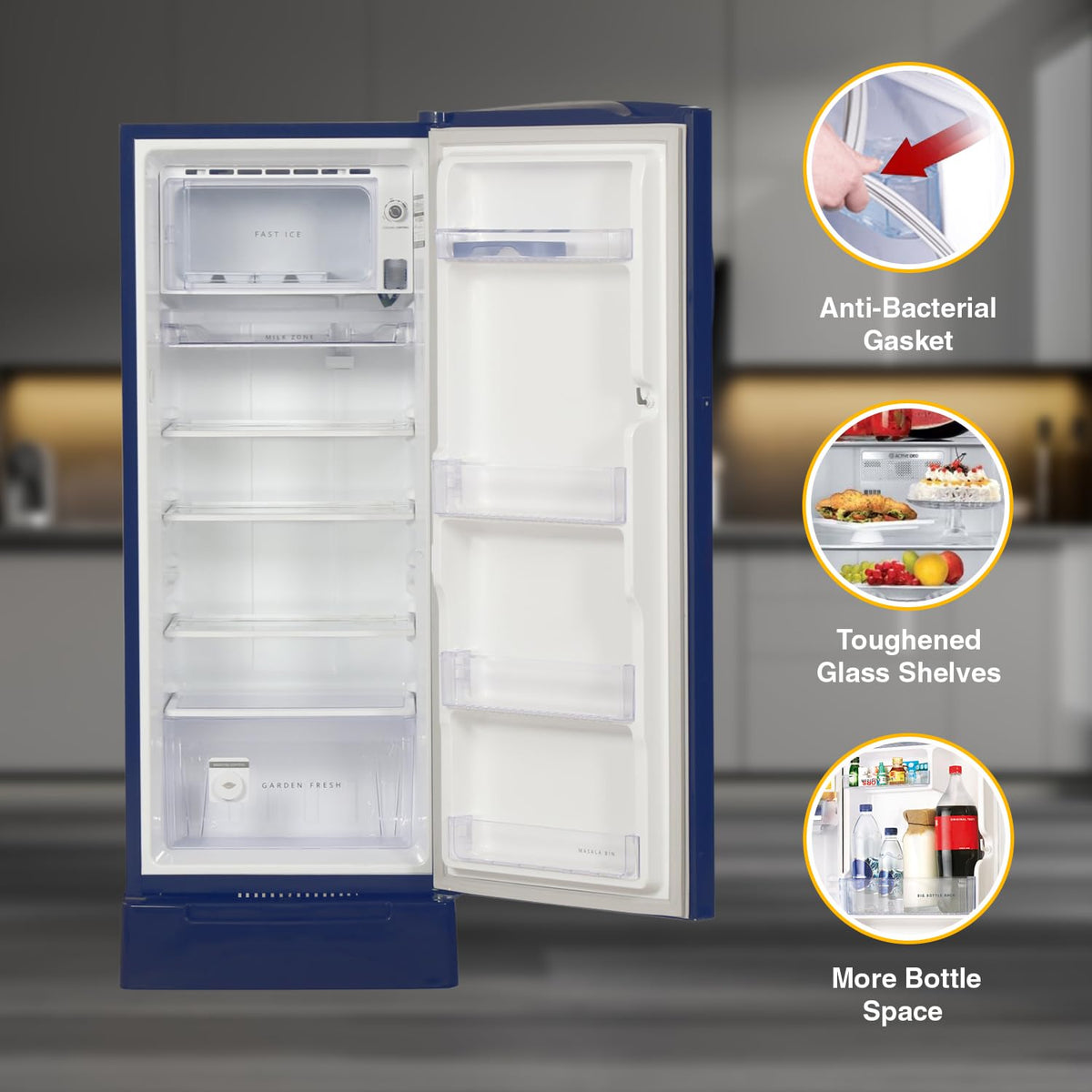 Whirlpool 207 L 5 Star Icemagic Pro Inverter Direct-Cool Single Door Refrigerator (230 IMPRO ROY 5S INV SAPPHIRE ABYSS-Z1, Blue)