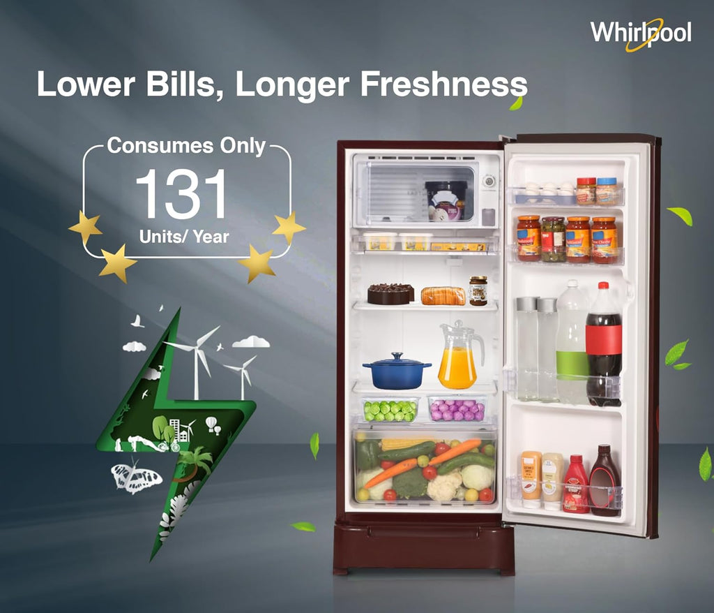 Whirlpool 184 L 5 Star Direct-Cool Single Door Refrigerator (205 WDE ROY 5S Inv SAPPHIRE SPRING-Z)