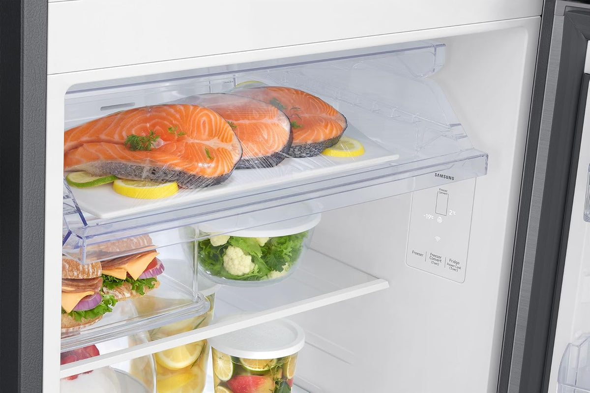 Samsung 330 L, 2 Star, Convertible 5-in-1, Digital Inverter, Frost Free Double Door Refrigerator (RT34DG5A2BS8HL, Elegant Inox, Silver)