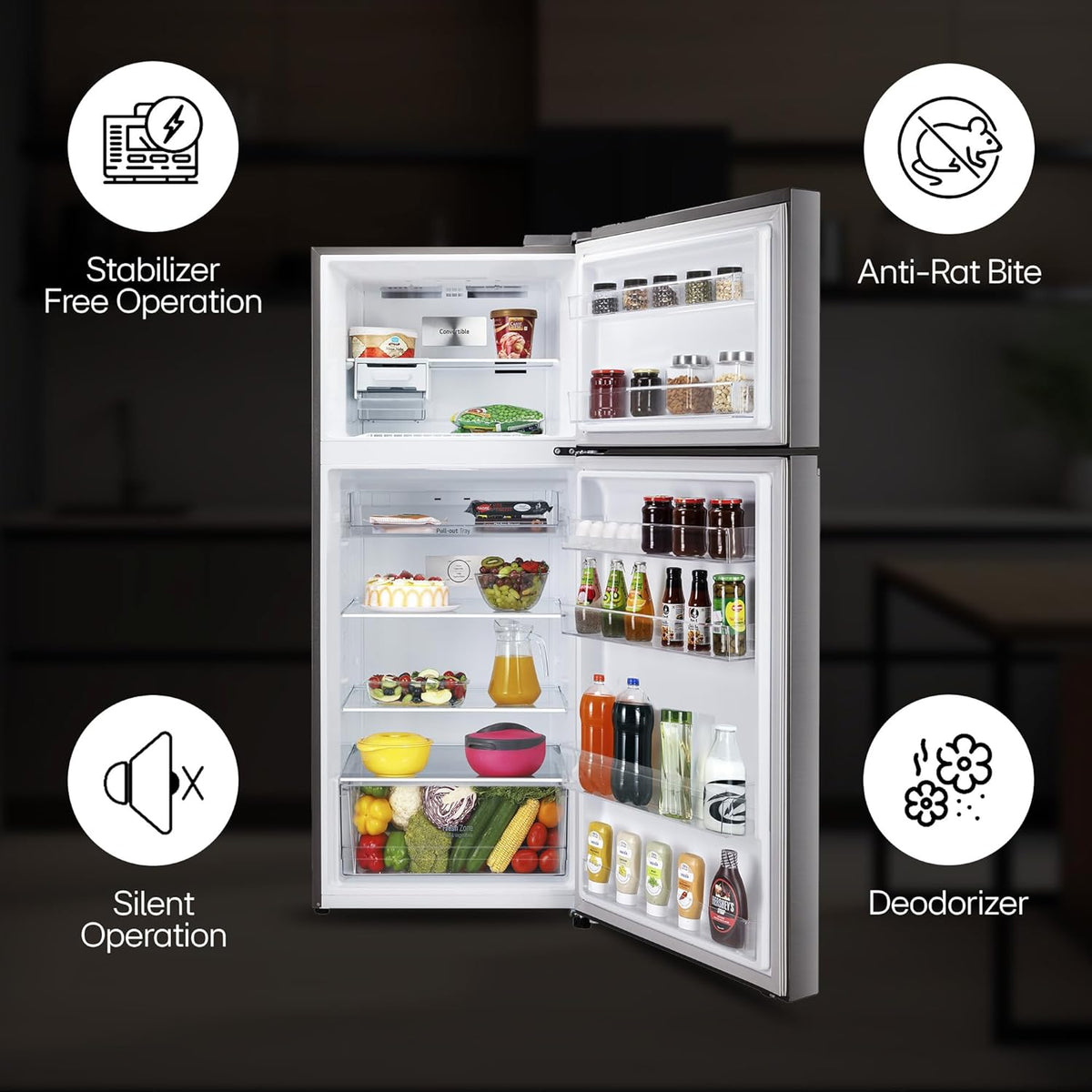 LG 380 L 3 Star Frost-Free Smart Inverter Double Door Refrigerator (GL-S412SPZX, Shiny Steel)