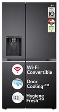 LG 630 L, 3 Star, Frost-Free, Double Door, Door Cooling+, Hygiene Fresh+, Smart Inverter, Wi-Fi Convertible Side By Side Refrigerator with AI ThinQ (GL-L257CMC3, Matt Black, Ice & Water Dispenser)