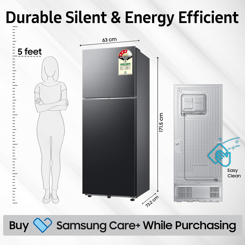 Samsung 330 L, 3 Star, Convertible 5-in-1, Digital Inverter, Frost Free Double Door, WiFi Enabled Bespoke AI Refrigerator (RT34DG5A4DBXHL, Luxe Black)