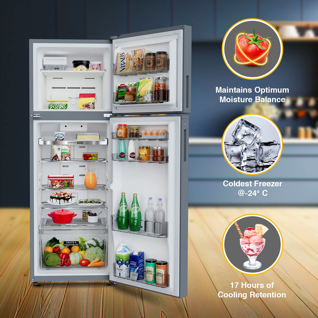 Whirlpool 235L 2 Star Intellifresh Inverter Frost-Free Double Door Refrigerator (IF INV ELT DF278 German Steel, (2S) TL, Grey)-(Used condition)