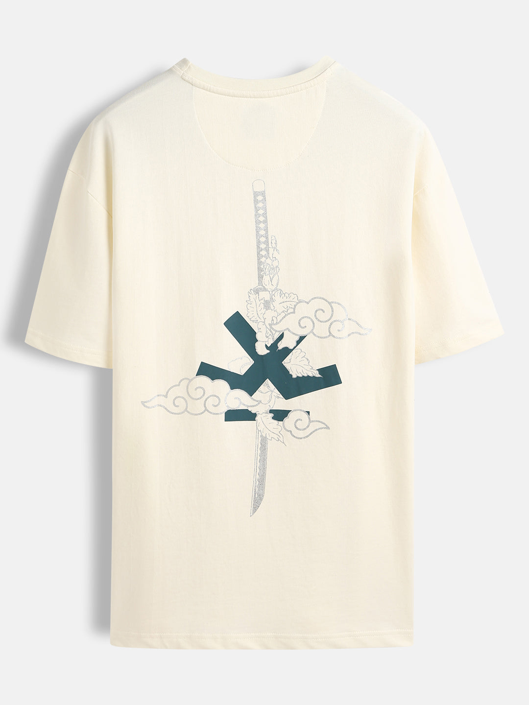 Puff print chest motif oversized tshirt | Off white