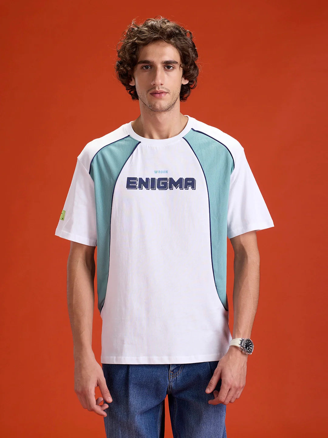 Casual Men Sporty Look Oversized Fit Tee With Print | White