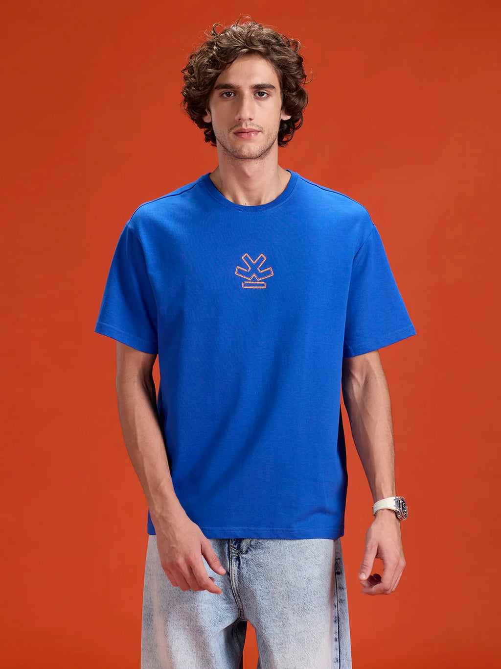 men's casual oversized fit graphic t-shirt | Blue