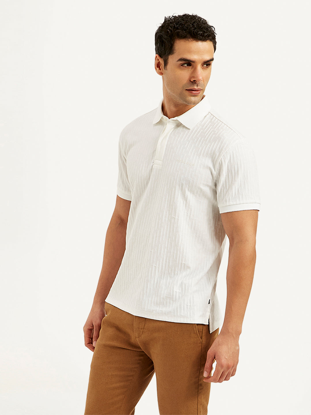 Men's Redloop Textured Slim Fit Polo T-Shirt