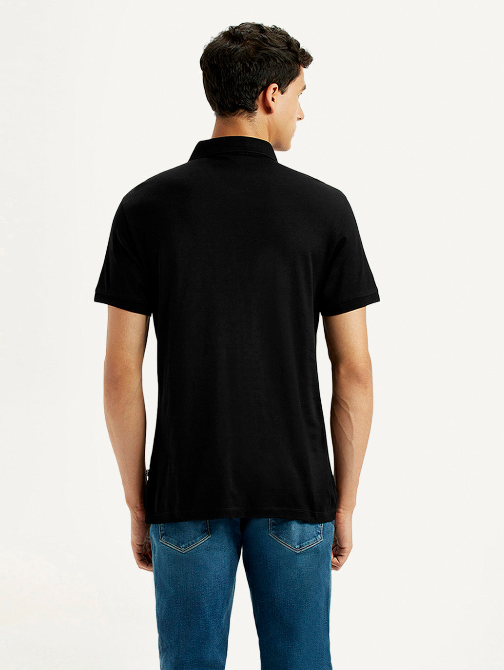 Men's Redloop Solid Black Slim Fit Polo T-shirt