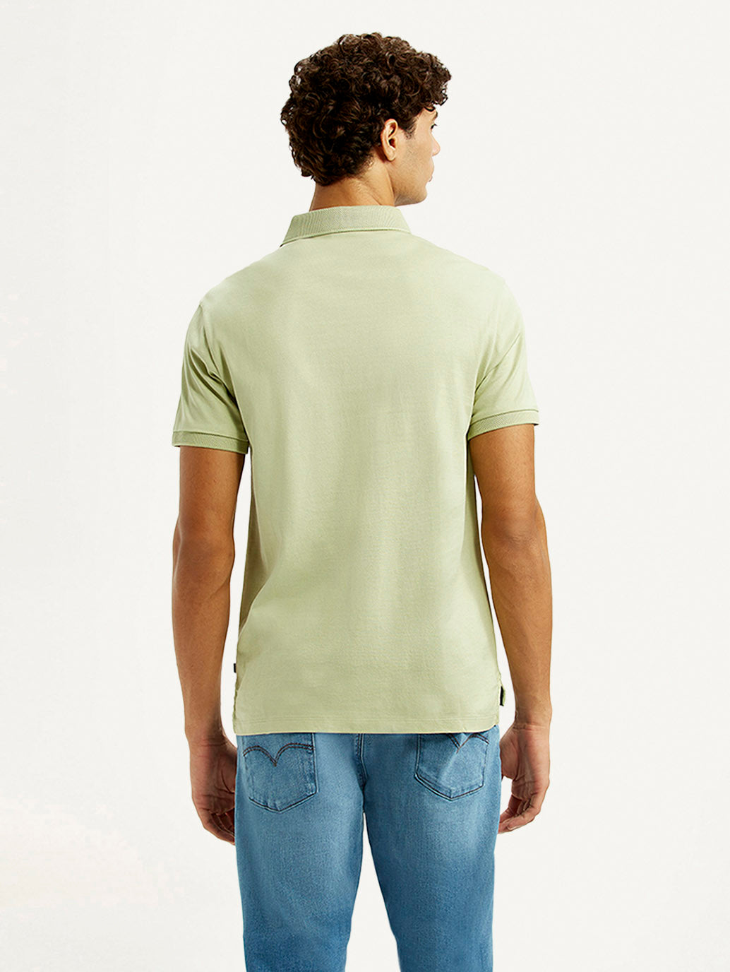 Men's Redloop Solid Light Green Slim Fit Polo T-shirt