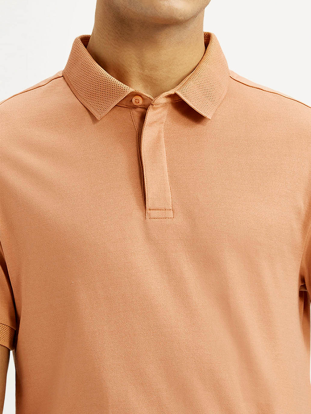 Men's Redloop Solid Peach Slim Fit Polo T-shirt