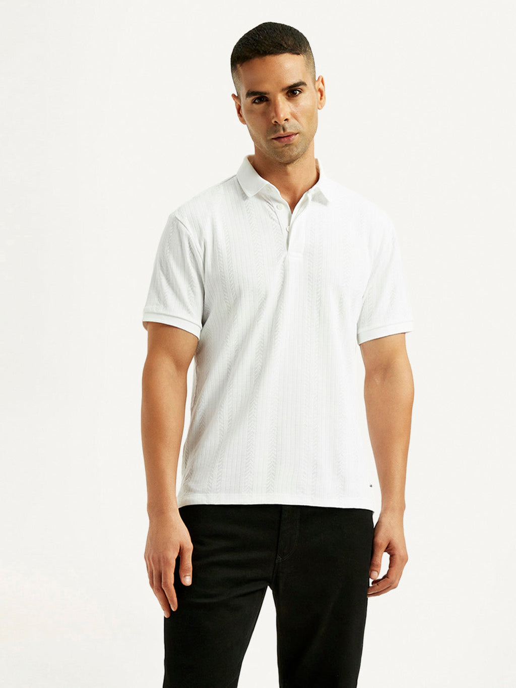 Men's Redloop White Slim Fit Polo T-shirt