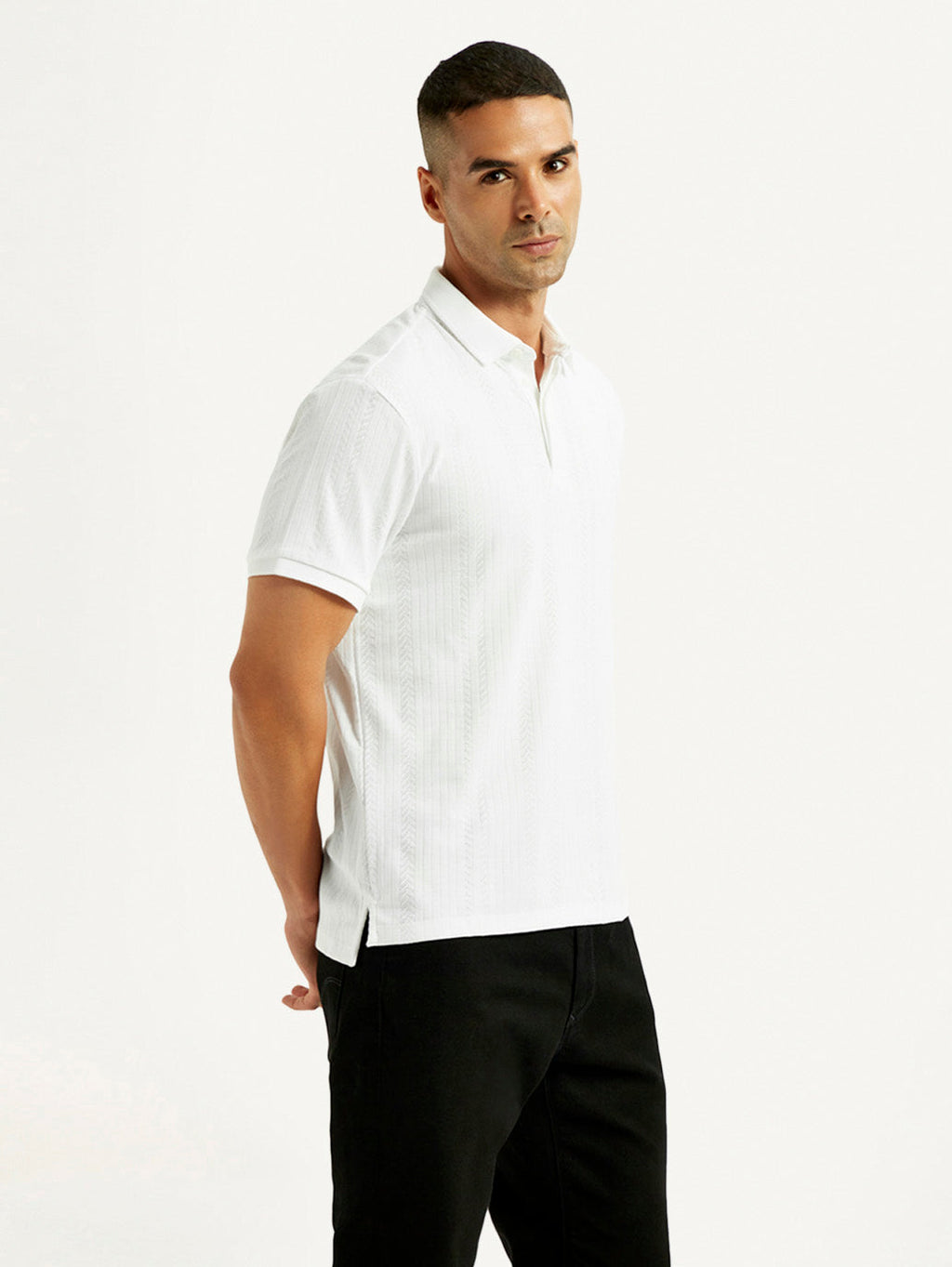 Men's Redloop White Slim Fit Polo T-shirt