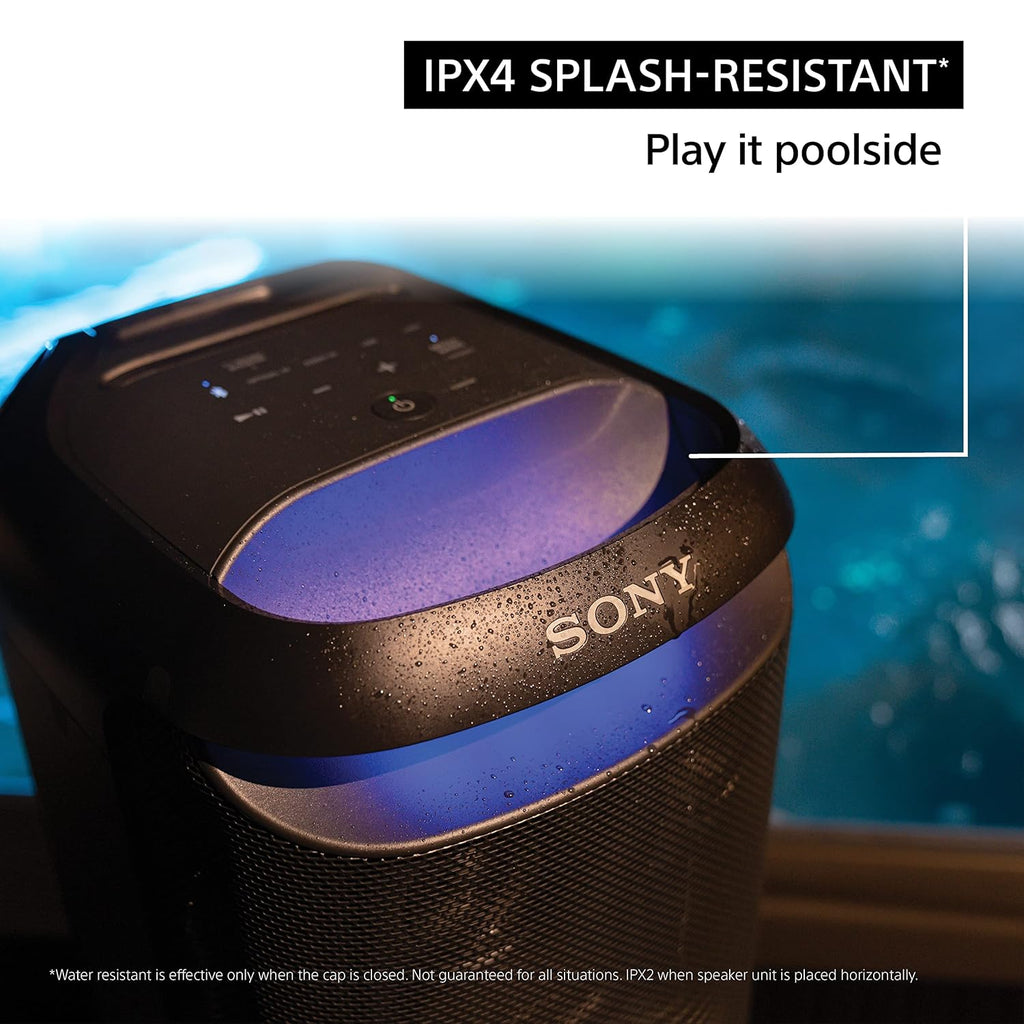 Sony SRS-XV800 X-Series Wireless Portable Bluetooth Karaoke Party Speaker IPX4 Splash-Resistant with 25 Hour-Battery, Built-in Handle and Wheels, Omnidirectional Sound, and Ambient Lights