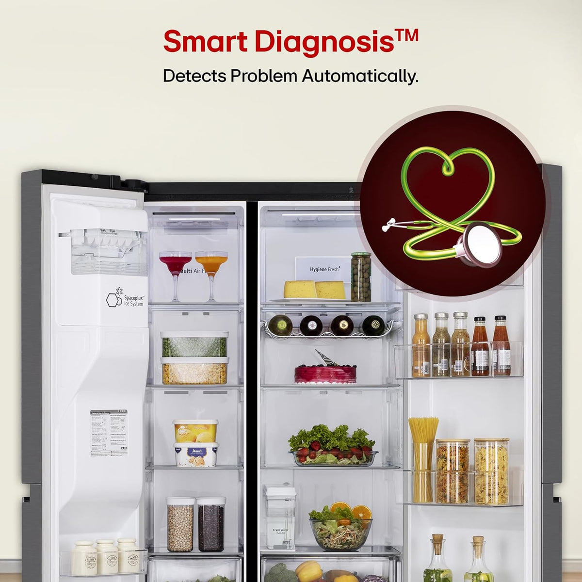 LG 630 L, 3 Star, Frost-Free, Double Door, Door Cooling+, Hygiene Fresh+, Smart Inverter, Wi-Fi Convertible Side By Side Refrigerator with AI ThinQ (GL-L257CMC3, Matt Black, Ice & Water Dispenser)