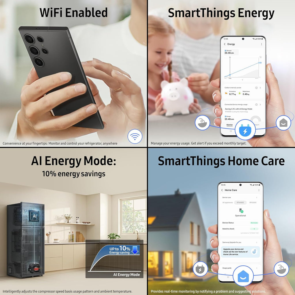 Samsung 330 L, 3 Star, Convertible 5-in-1, Digital Inverter, Frost Free Double Door, WiFi Enabled Bespoke AI Refrigerator (RT34DG5A4DS8HL, Elegant Inox, Silver)