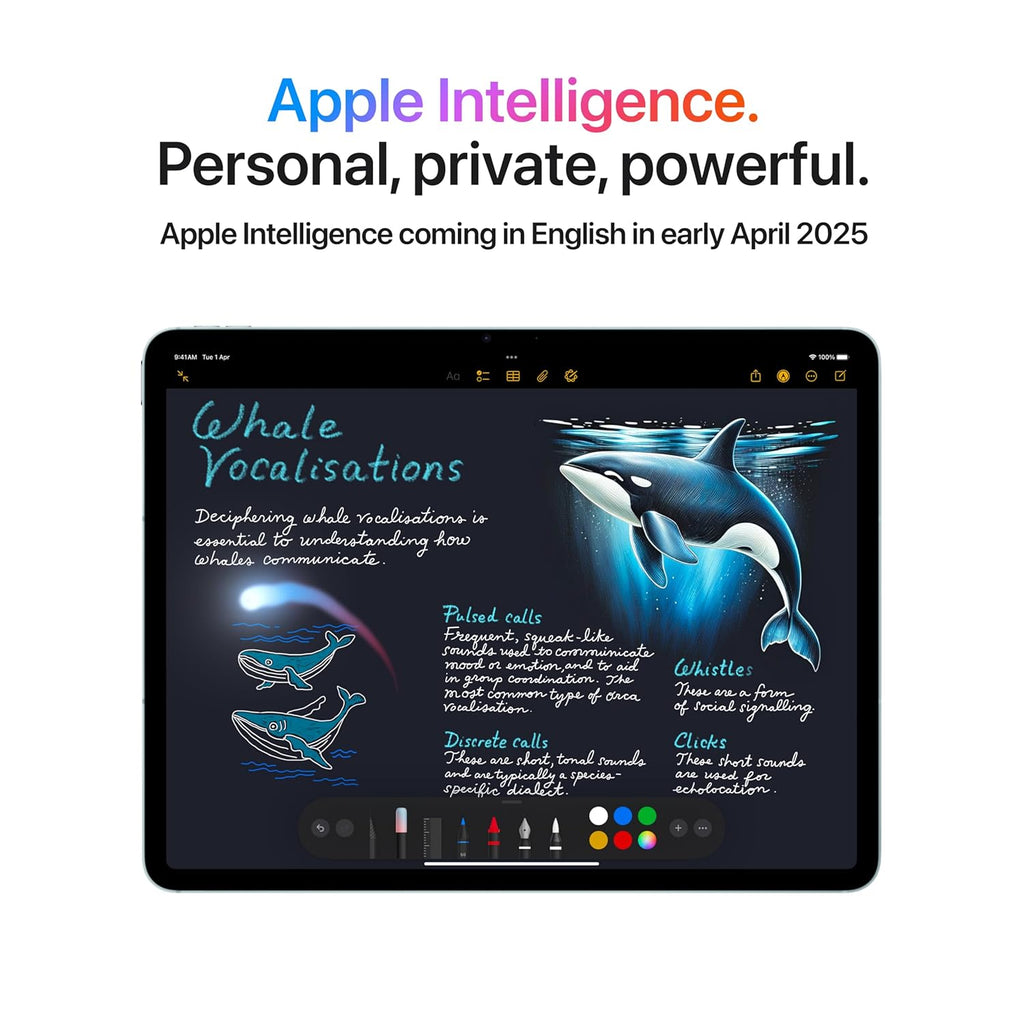 Apple iPad Air 11″ with M3 chip: Built for Apple Intelligence, Liquid Retina Display, 128GB, 12MP Front/Back Camera, Wi-Fi 6E, Touch ID, All-Day Battery Life — Space Gray