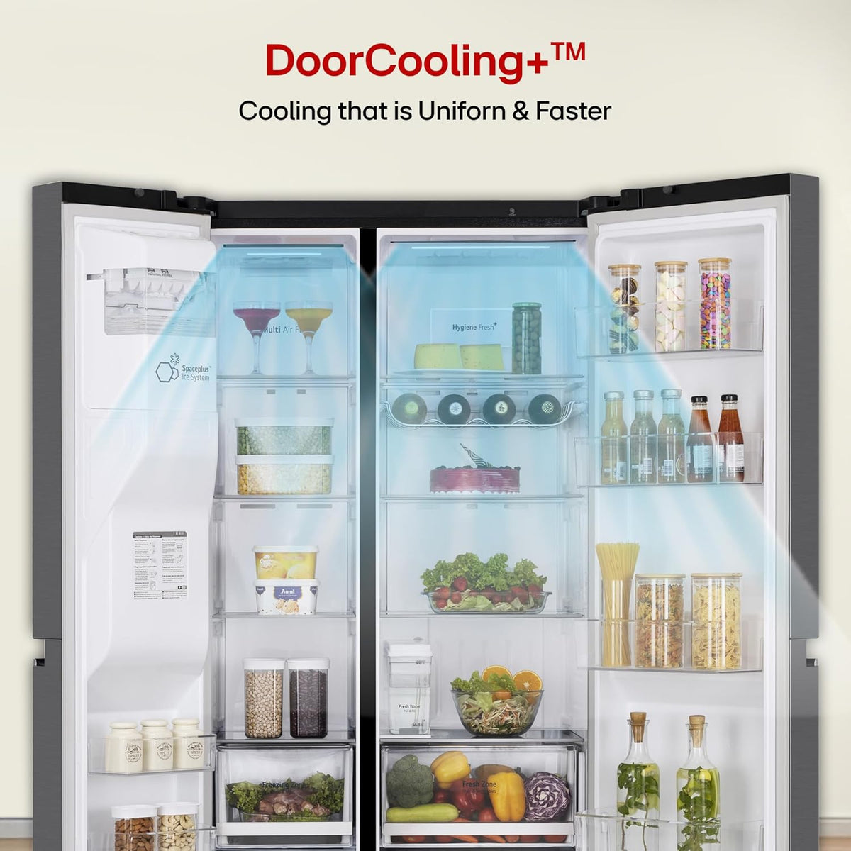 LG 630 L, 3 Star, Frost-Free, Double Door, Door Cooling+, Hygiene Fresh+, Smart Inverter, Wi-Fi Convertible Side By Side Refrigerator with AI ThinQ (GL-L257CMC3, Matt Black, Ice & Water Dispenser)