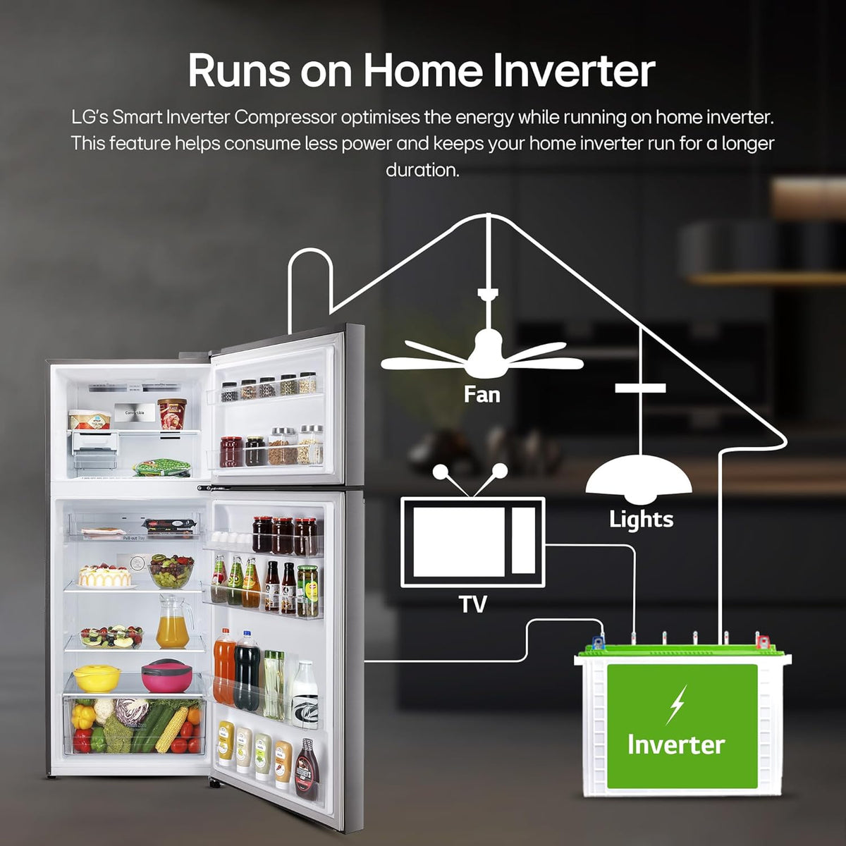 LG 380 L 3 Star Frost-Free Smart Inverter Double Door Refrigerator (GL-S412SPZX, Shiny Steel)