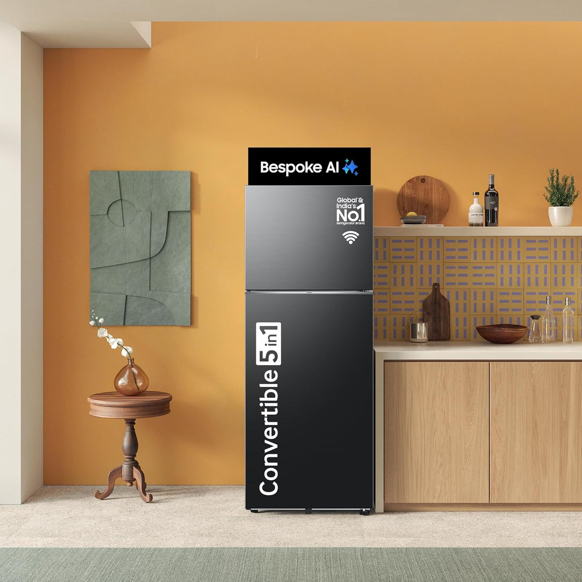 Samsung Smart Choice 467 L, 3 Star, Convertible 5-in-1, Digital Inverter, Frost Free Double Door, Bespoke AI WiFi Enabled Refrigerator (RT80F51C3KHL, Luxe Black)
