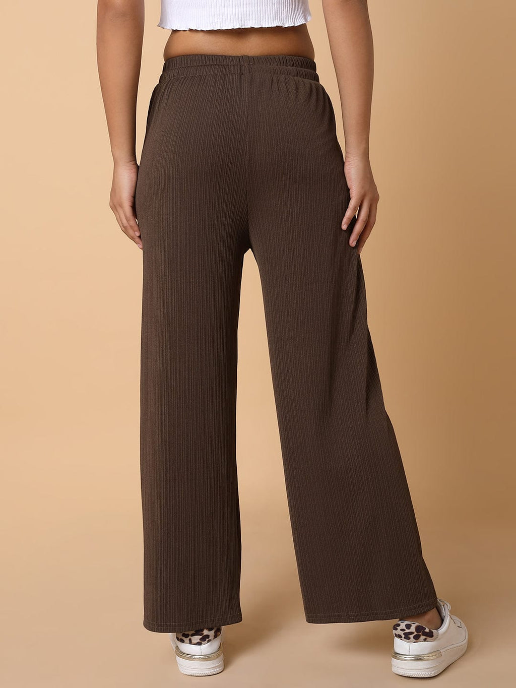 Women's Brown Comfort Slim Fit Trousers