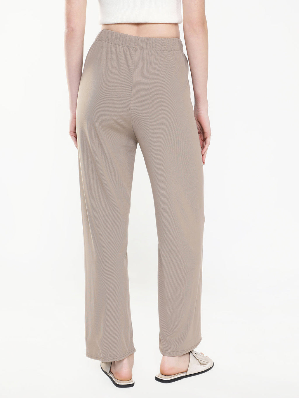 Women's Beige Comfort Slim Fit Trousers