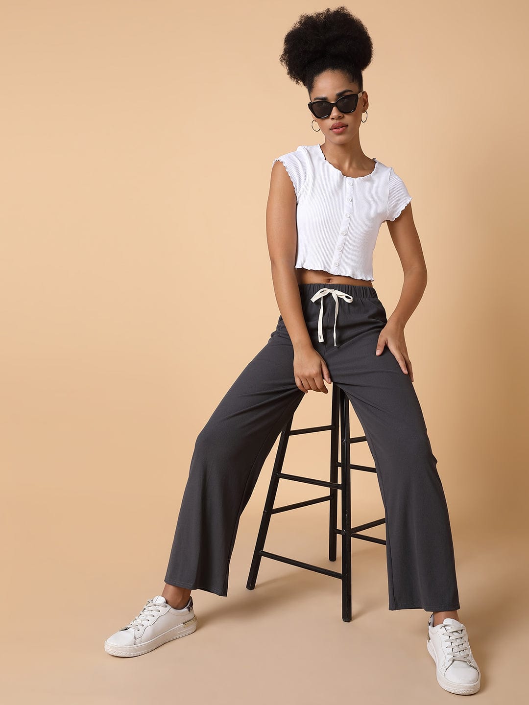 Women's Grey Comfort Slim Fit Trousers