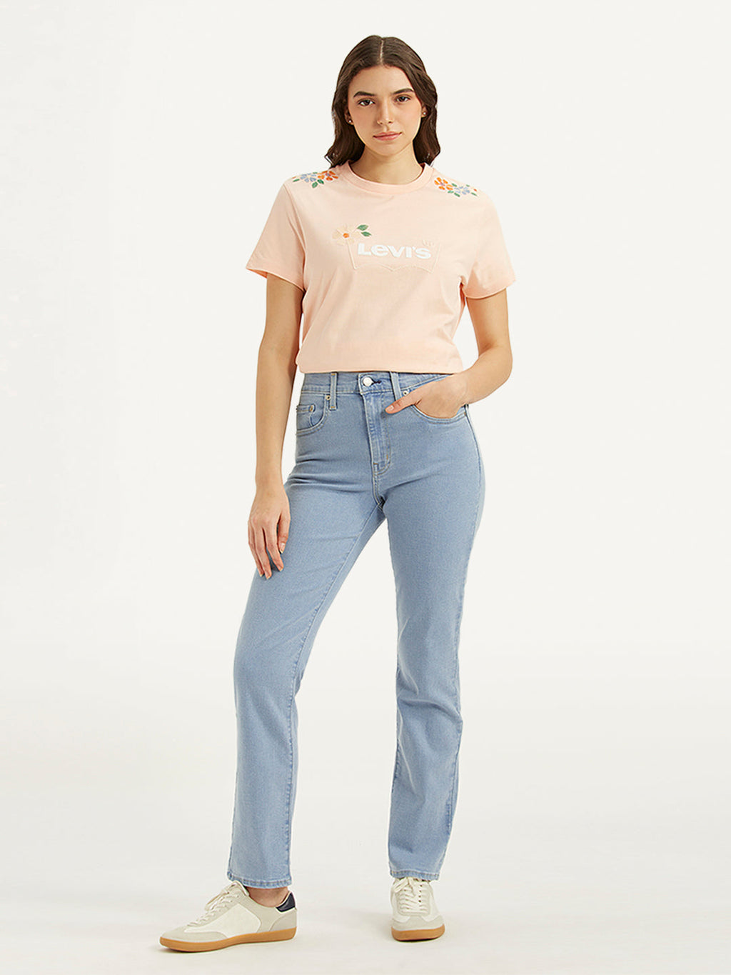 Women's 724 Light Blue Straight Fit High Rise Jeans