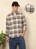 Checked Dobby Pattern Shirt | Brown