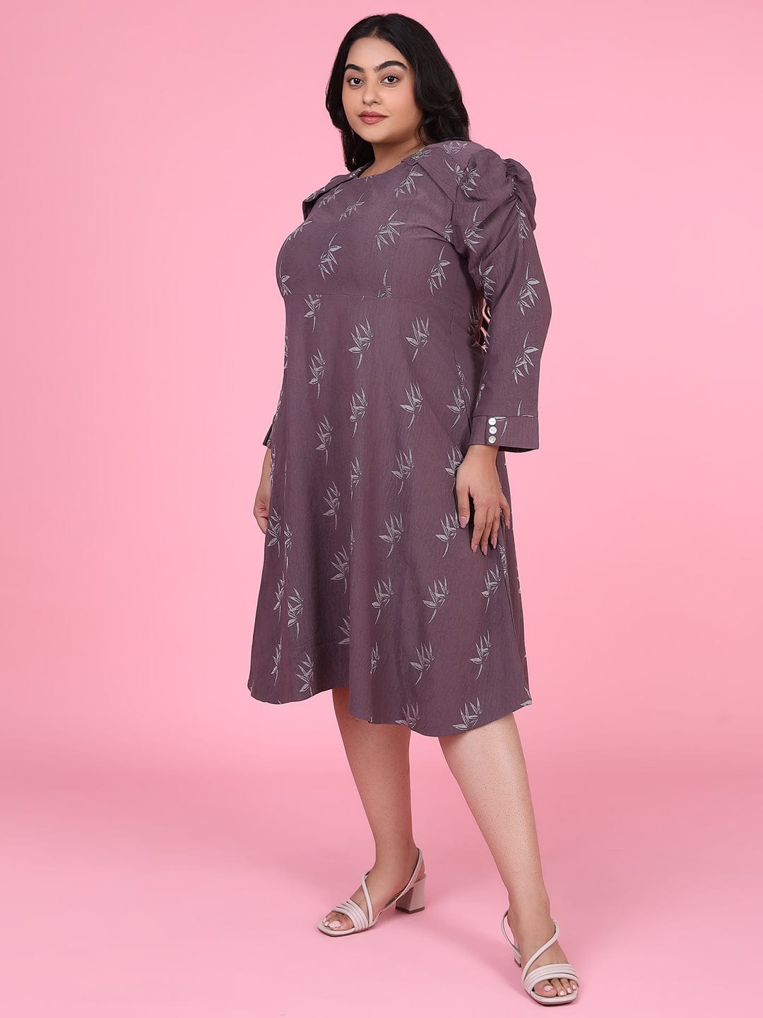 Women's Floral Mauve Fit and Flare Dress