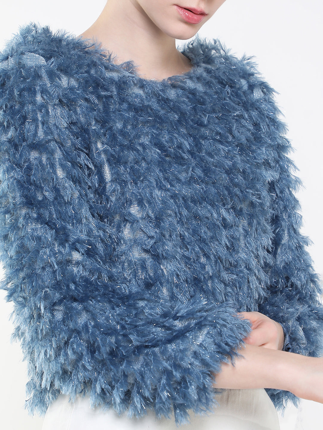 Women's Blue Boxy Crop Top