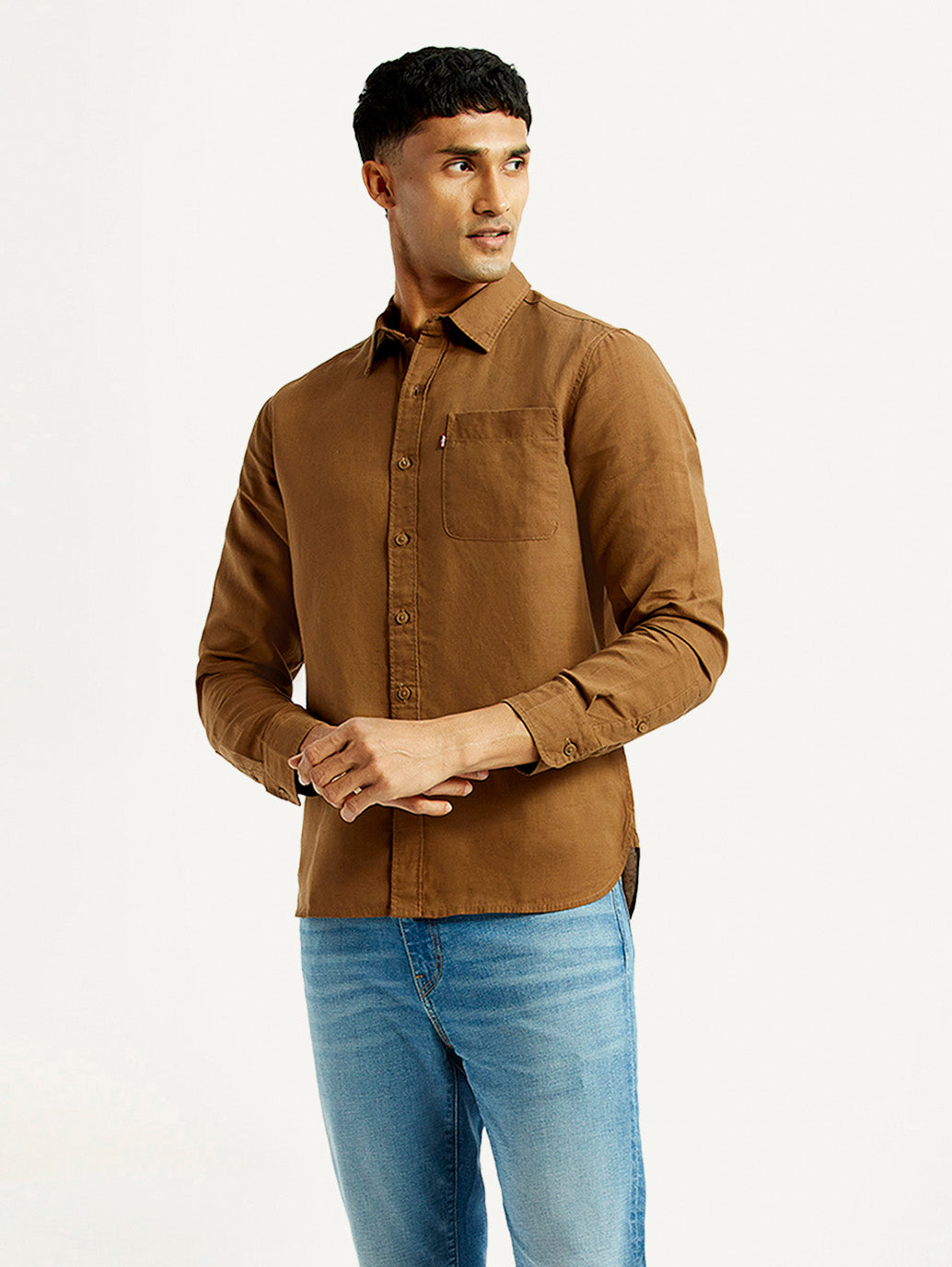 Men's Solid Slim Fit Linen Shirt