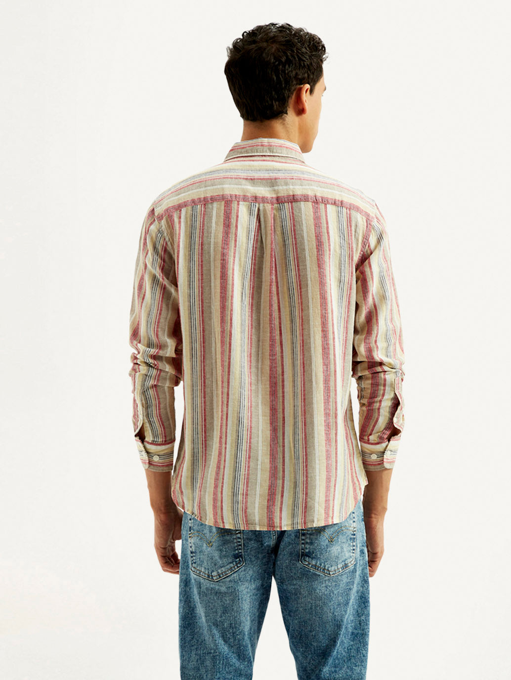 Men's Striped Slim Fit Linen Shirt