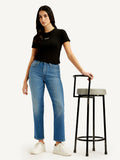 Women's Blue Wedgie Straight Fit Mid Rise Jeans