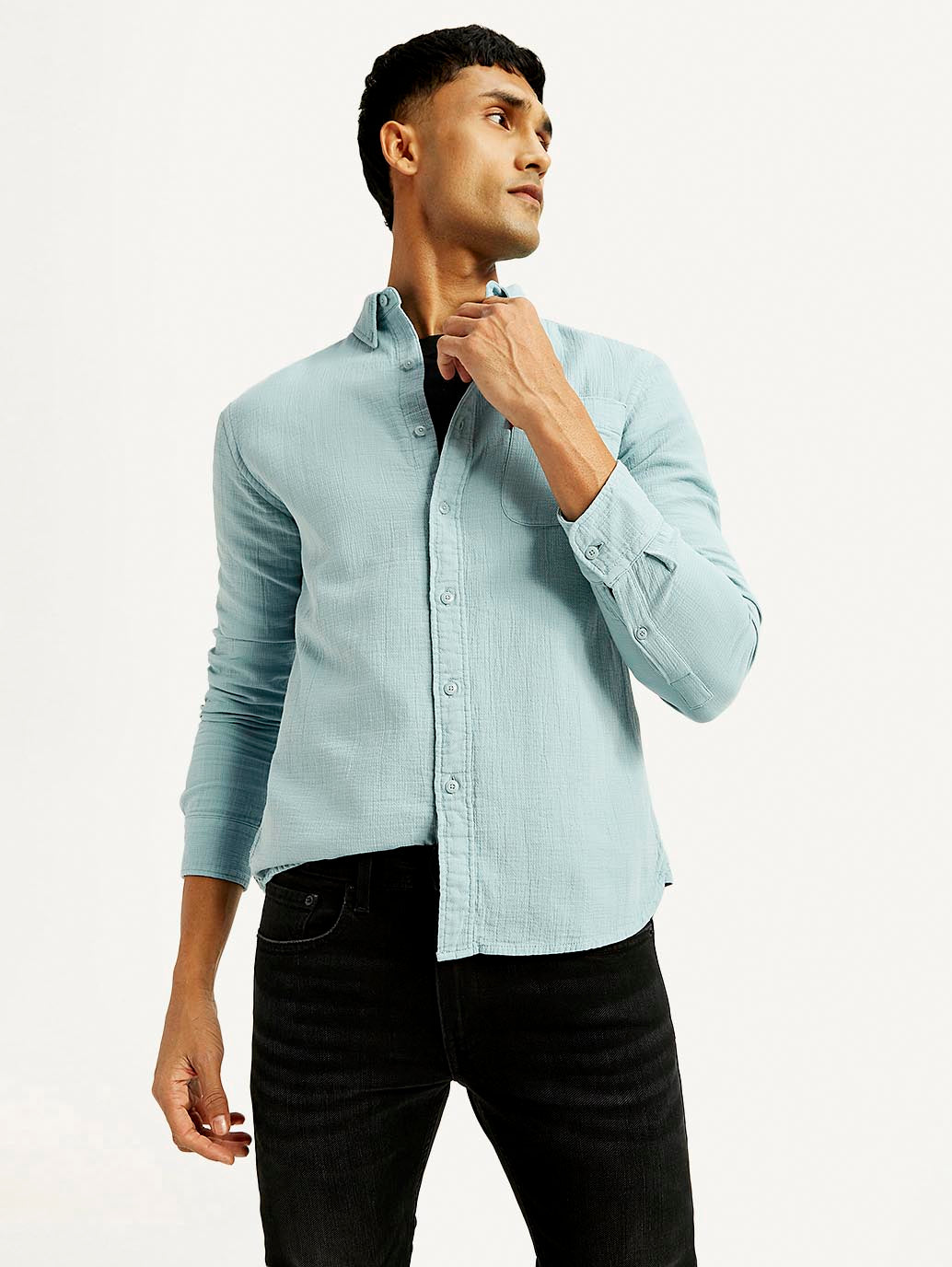 Men's Solid Overdyed Slim Fit Shirt