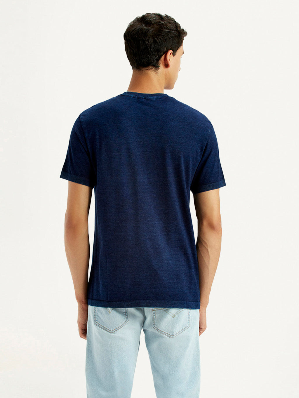 Men's Brand Logo Dark Blue Slim Fit Seamless T-shirt
