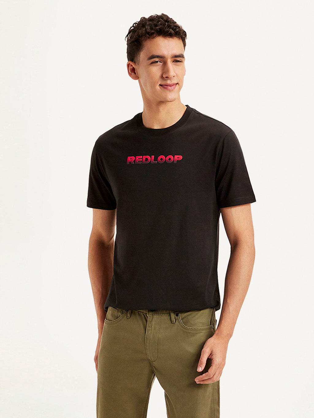 Men's Redloop Typographic Print Slim Fit T-shirt