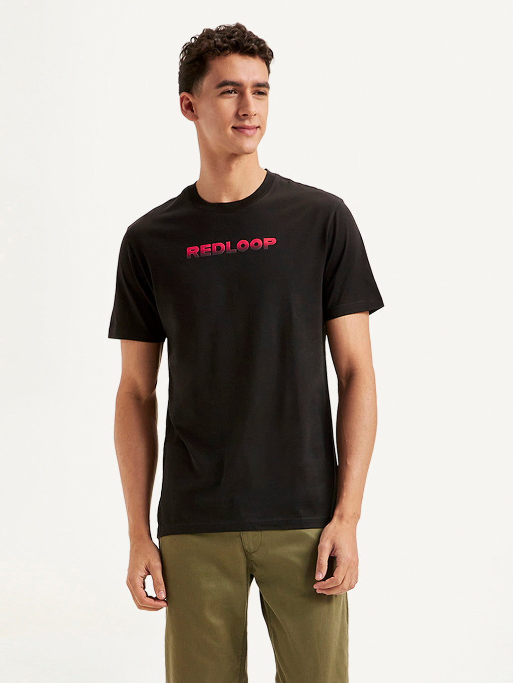 Men's Redloop Typographic Print Slim Fit T-shirt
