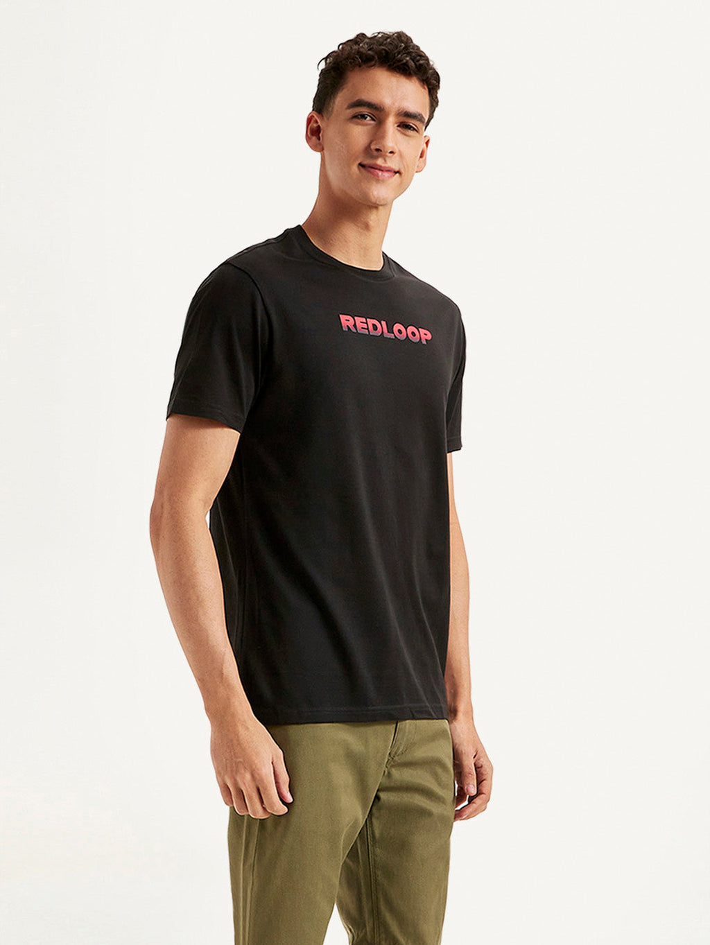 Men's Redloop Typographic Print Slim Fit T-shirt