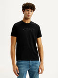 Men's Redloop Typography Black Slim Fit T-shirt