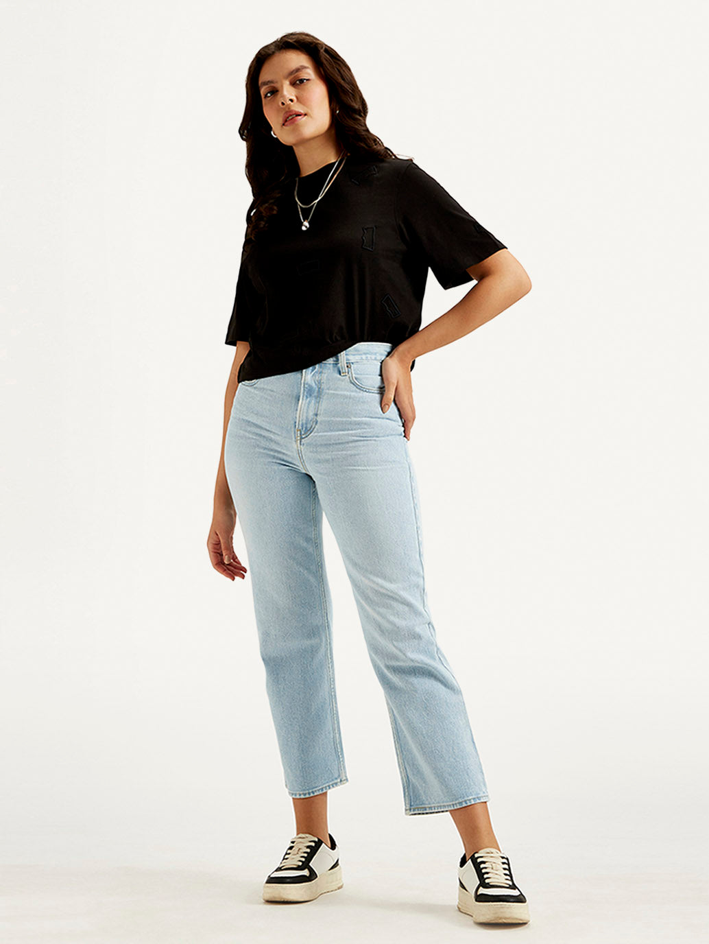 Women's Light Blue Ribcage Straight Fit High Rise Jeans