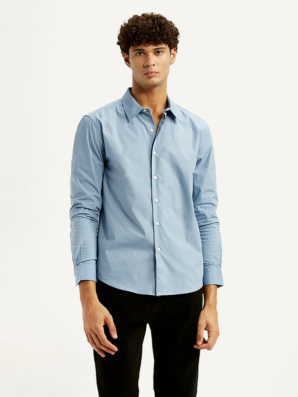 Men's Redloop Solid Light Blue Slim Fit Shirt