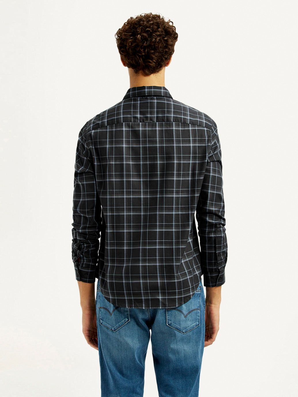 Men's Redloop Checkered Charcoal Grey Slim Fit Shirt