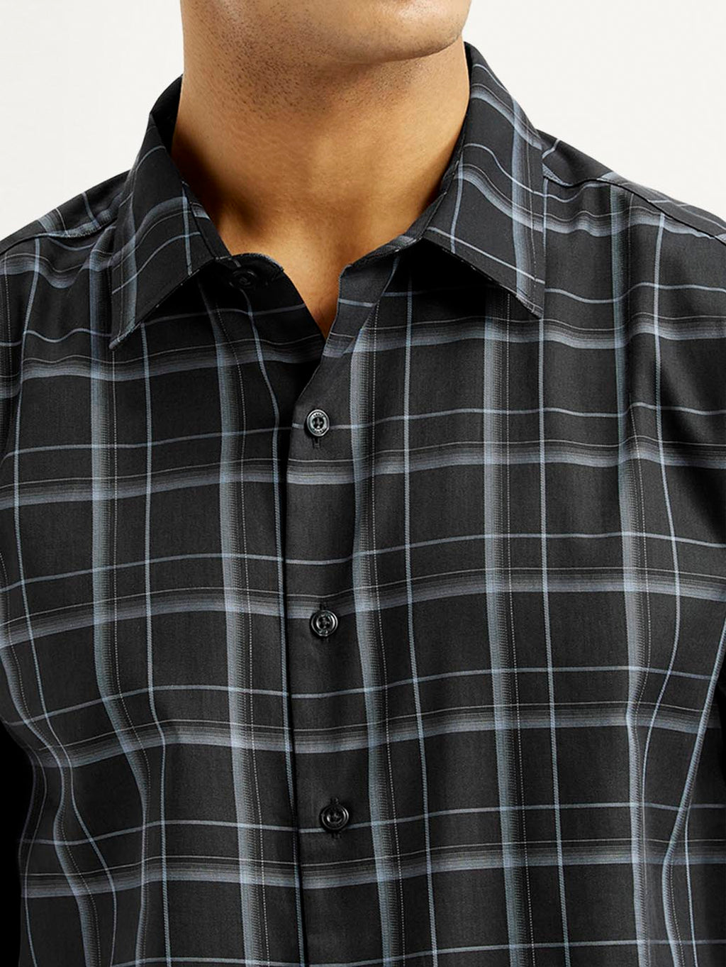 Men's Redloop Checkered Charcoal Grey Slim Fit Shirt