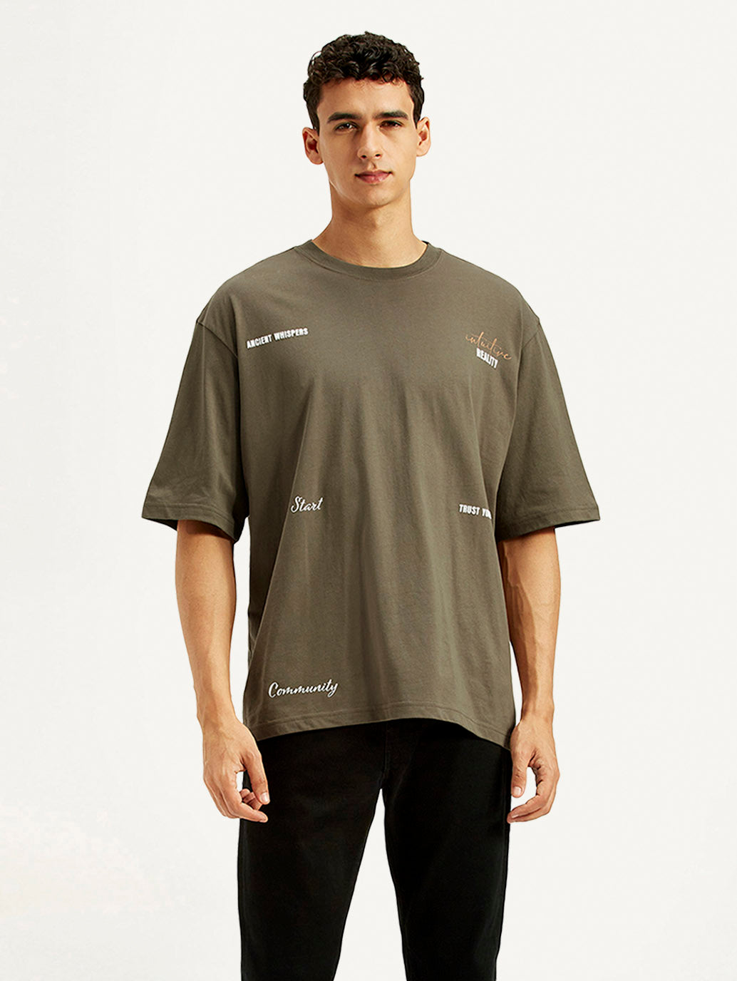 Men's Typography Loose Fit T-Shirt