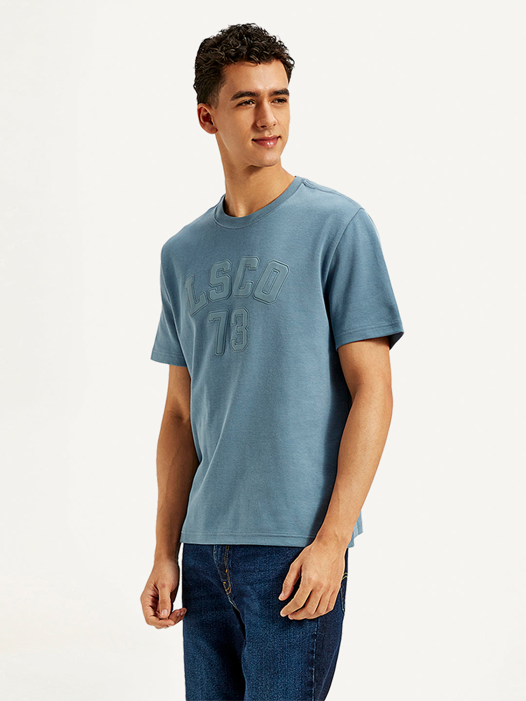 Men's Typographic Print Crew Neck T-Shirt