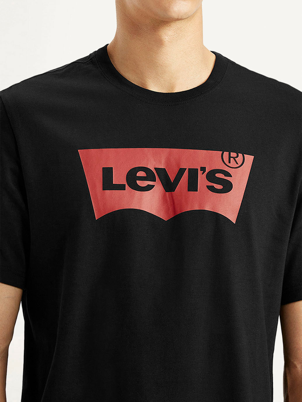 Men's Brand Logo Black Crew Neck T-shirt