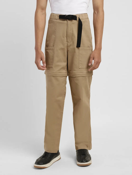 Men's Khaki Regular Fit Cargos