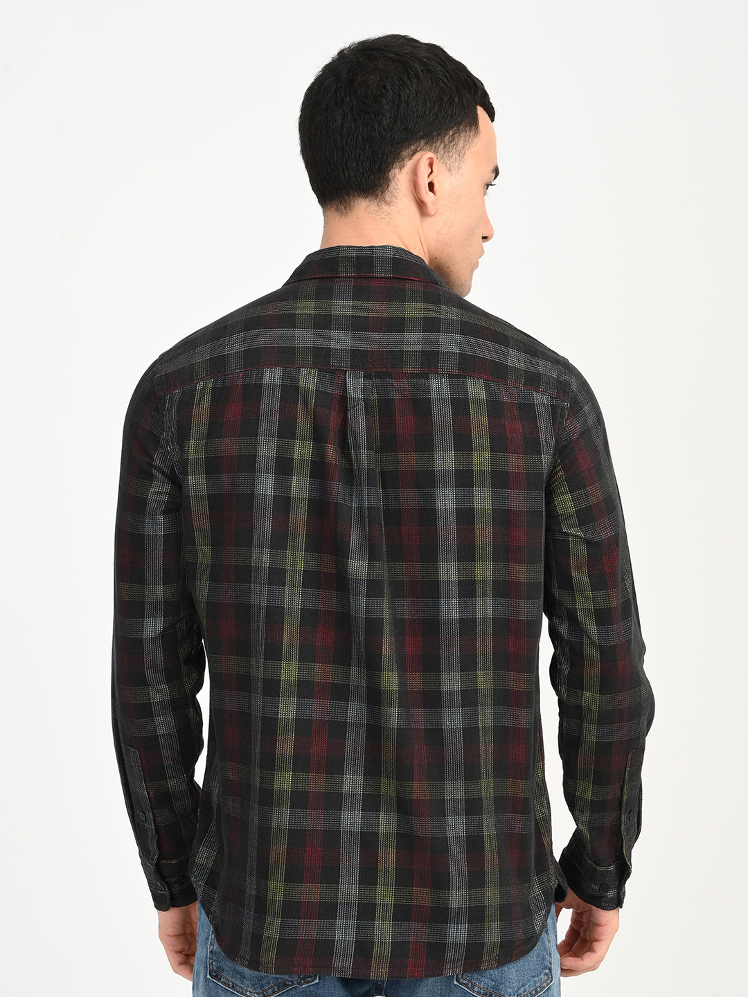 Men's Checkered Multi Color Slim Fit Corduroy Shirt